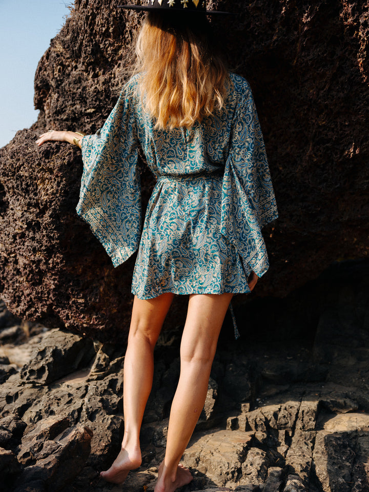 leichter Kimono, Kurz, japanische Ärmel,  Loungewear Kimono, Abendrobe, Strandkimono, Strandmode, Bademantel, Morgenmantel, beachmode Kimono, Strandbekleidung, Urlaubsbekleidung, Saunabekleidung