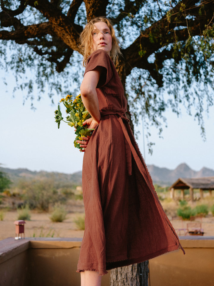 Wickelkleid aus Baumwolle ~ rotes Bohokleid ~ langes Sommerkleid ~ Boho Hippie Fashion