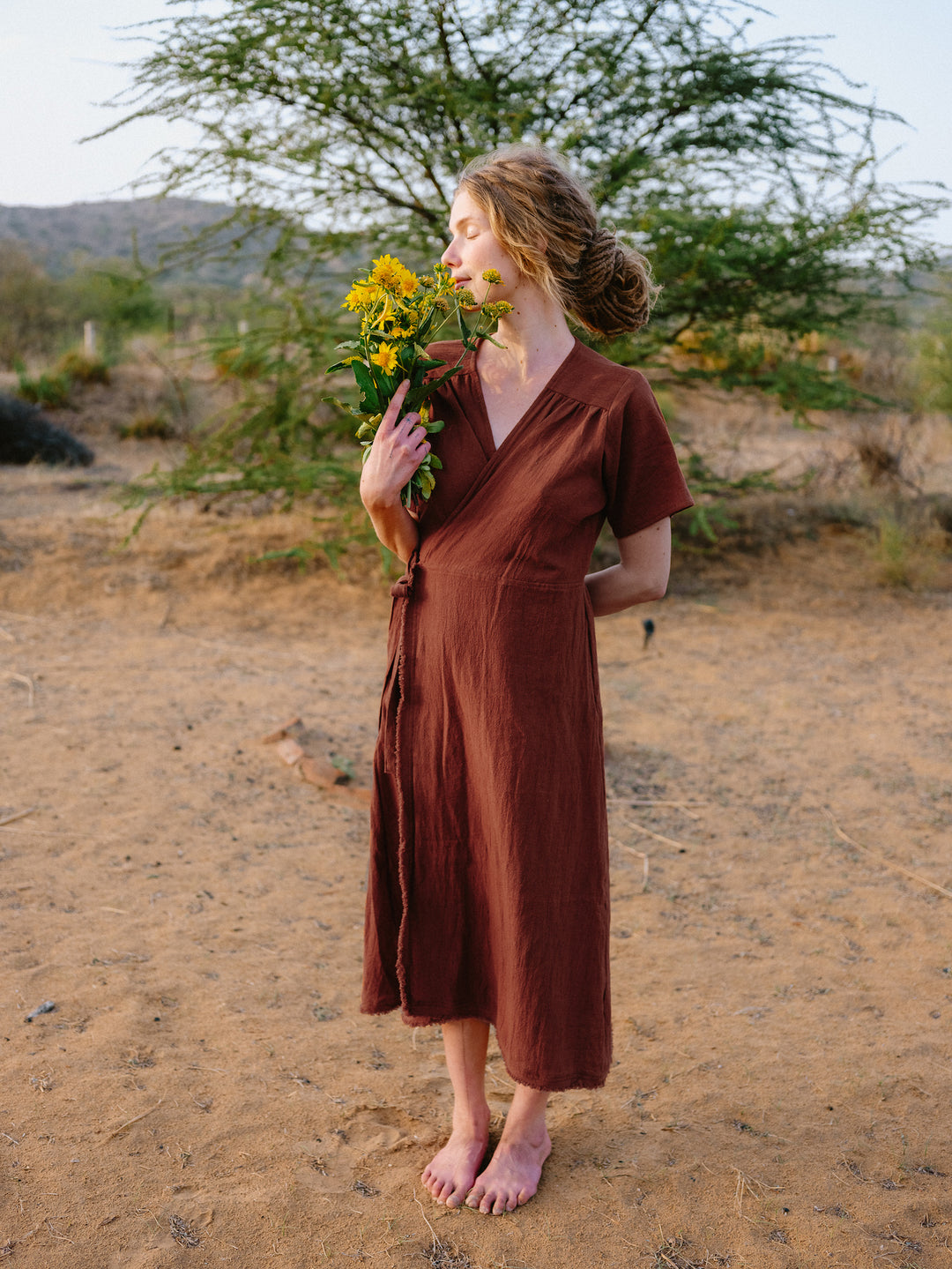 Wickelkleid aus Baumwolle ~ rotes Bohokleid ~ langes Sommerkleid ~ Boho Hippie Fashion