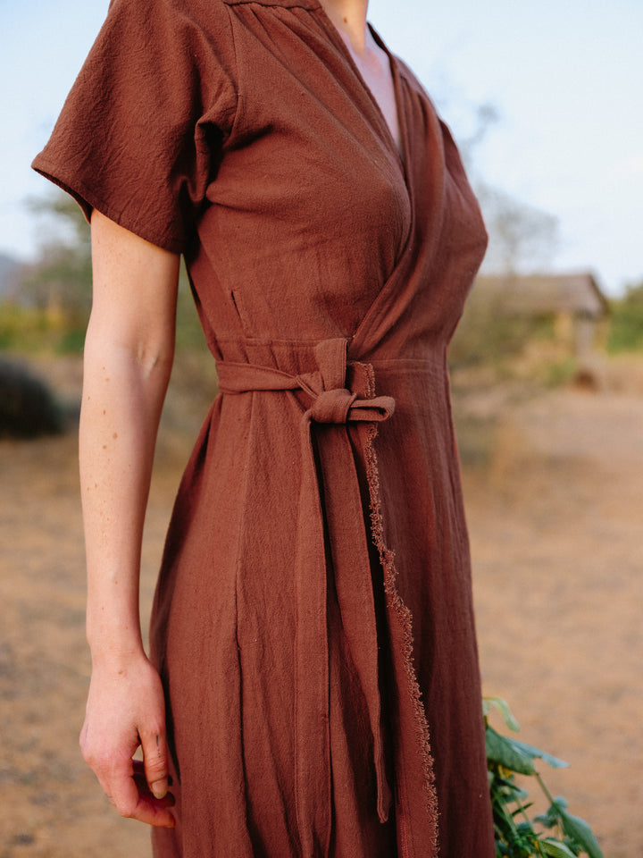 Wickelkleid aus Baumwolle ~ rotes Bohokleid ~ langes Sommerkleid ~ Boho Hippie Fashion