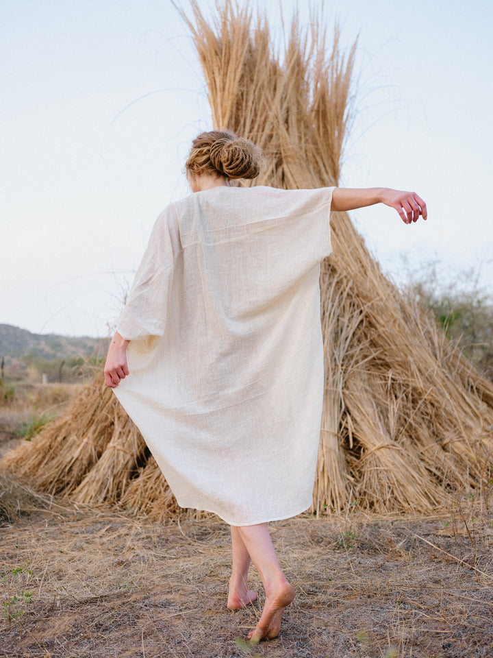 Langer Kimono ~ AYA ~ Baumwolle Kimono ~ Durchsichtig & Leicht ~ Loungewear Weiss ~ Weißer Kimono ~ Strandkimono ~ Bademantel ~ 