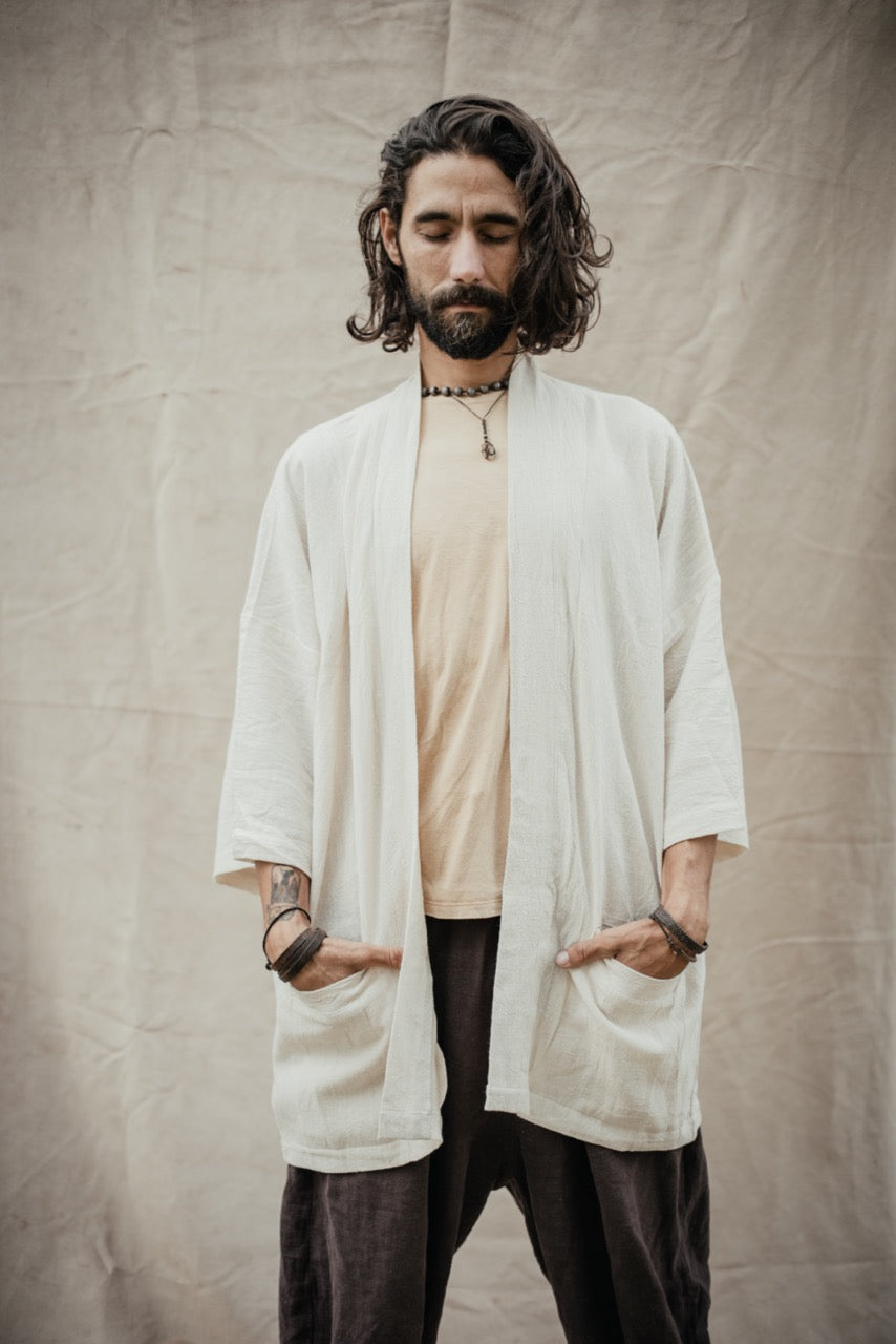 Unisex Kimono Aaren aus Hanf-Leinen | Naturweiß | Capsule Collection