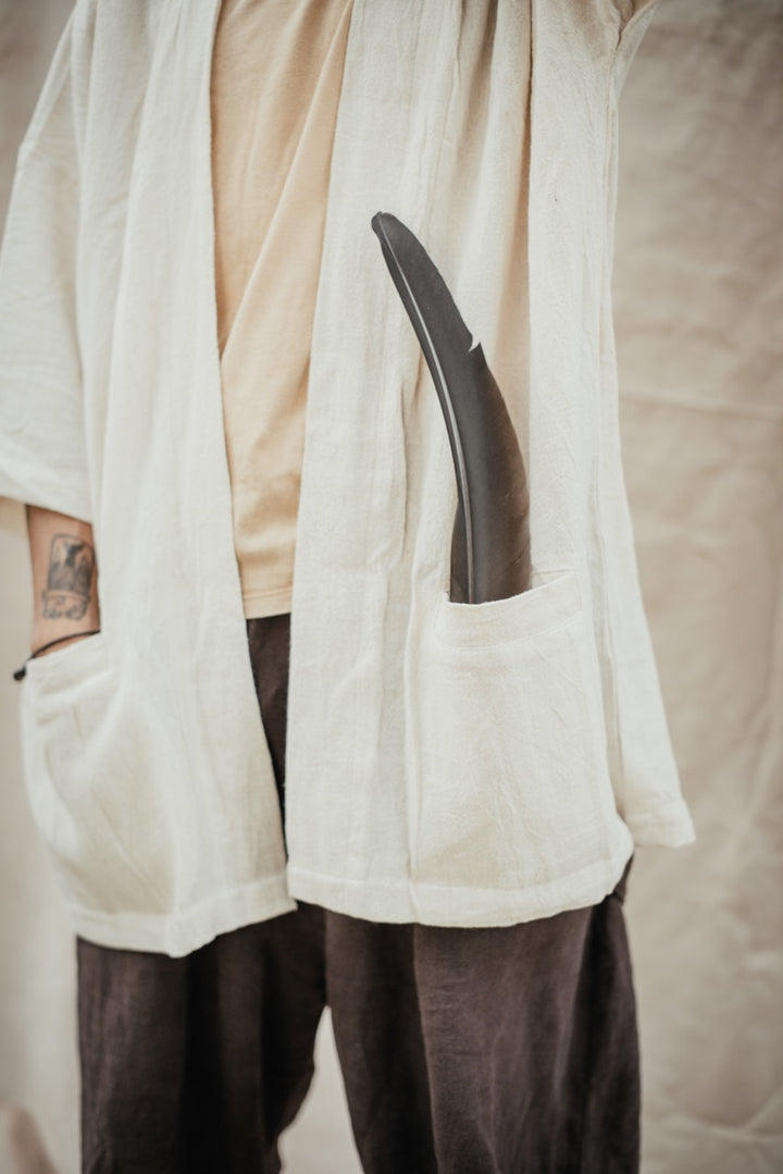 Männer Kimono AAREN aus Hanf-Leinen | naturweiß 