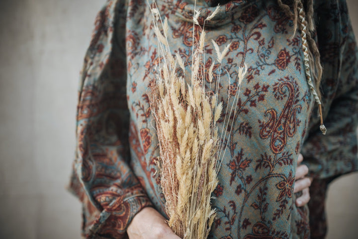 Cozy poncho FLORA | for women | turquoise/orange/red | warm throw