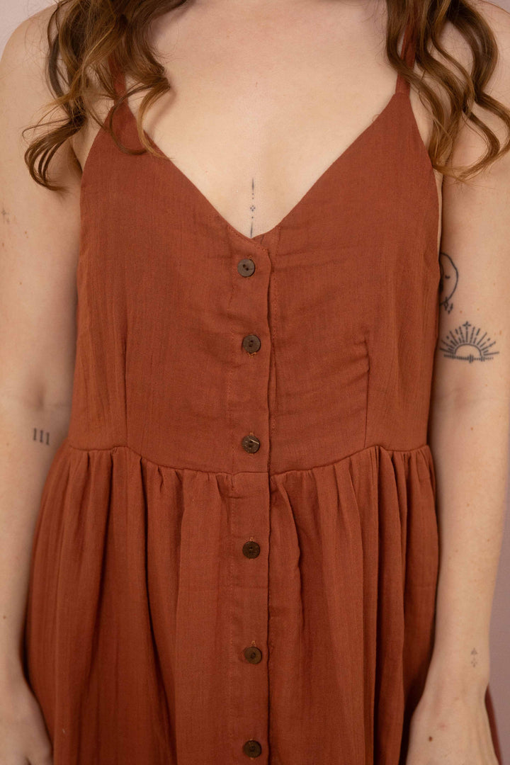 Kleid YOKO mit Knöpfen ~ Rost