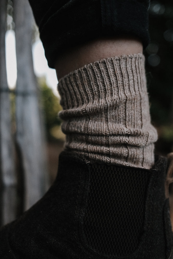 Superwarme Alpaka Socken beige + braun ~ 2 Paar