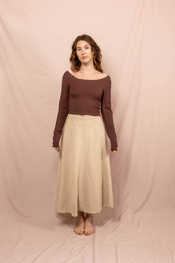 Wickelroch in Natur, Naturtextilie, Baumwolle, Langer weiter Rock, Zum Binden, Rock Beige