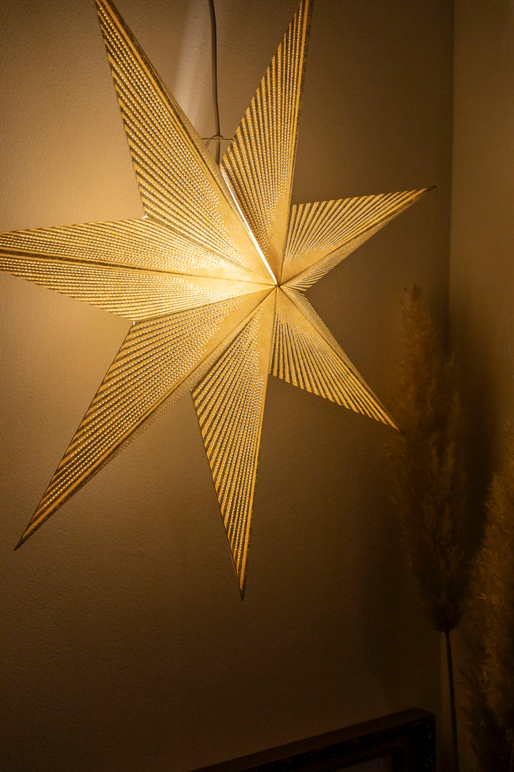 XL Glitzer Stern in WEISS-SILBER