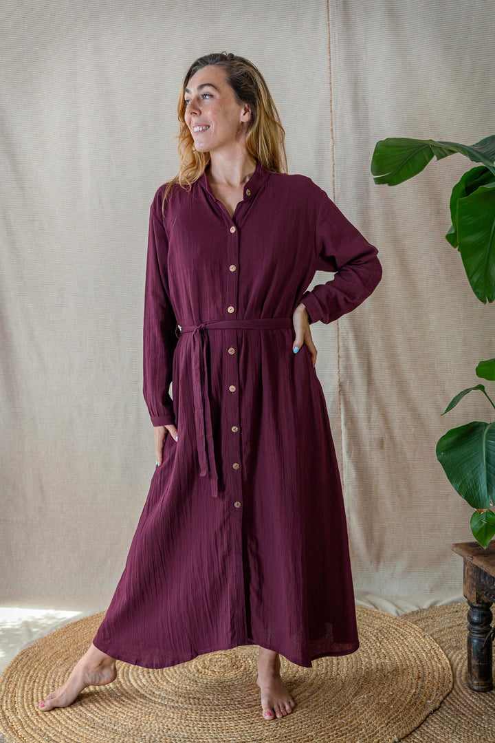Maxi Kleid CARA ~ AUBERGINE