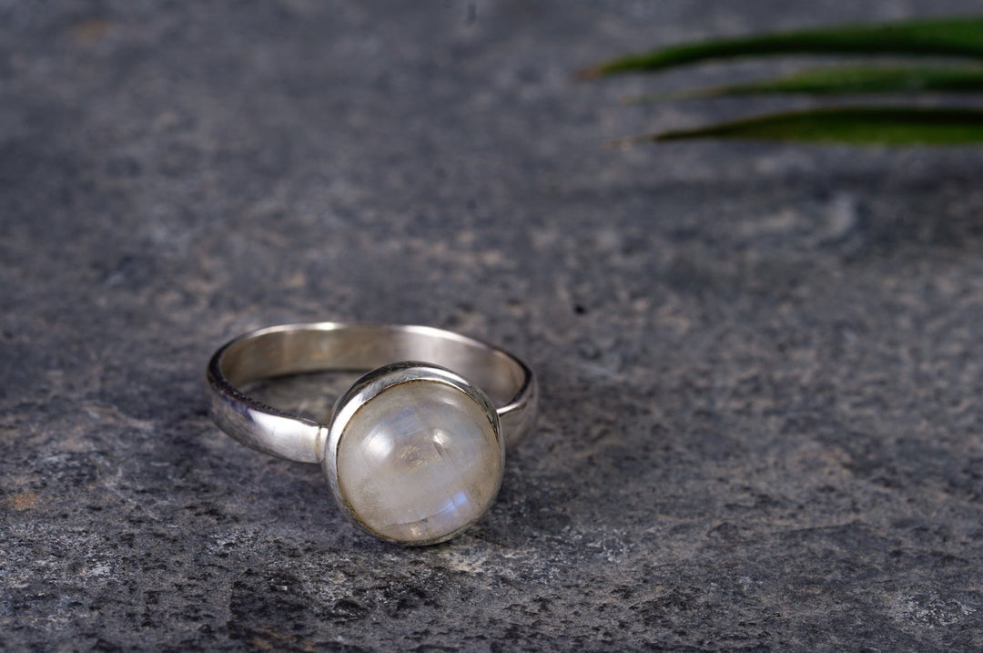 Ring ~ VOLLMOND ~ Sterling Silber ~ Mondstein ~ Edelstein Weiß ~ Stein der Weiblichkeit ~ Heilstein