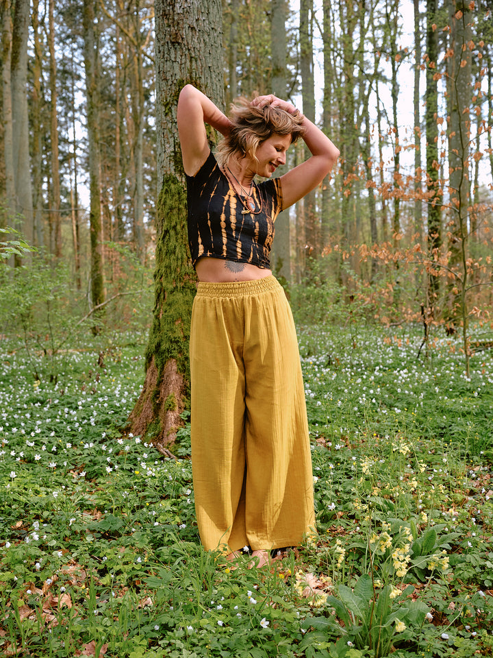 Musselin Maxi-Hose SOLEIL in senfgelb