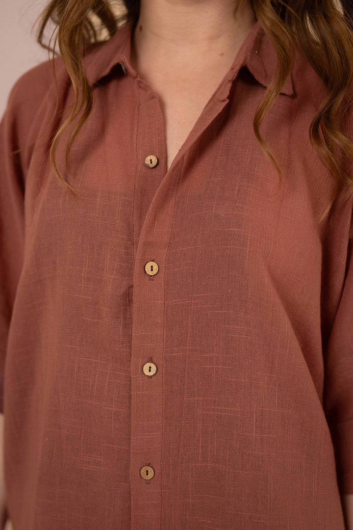 Hemd ~ JAMIE Dusty Rose in Slub Baumwolle