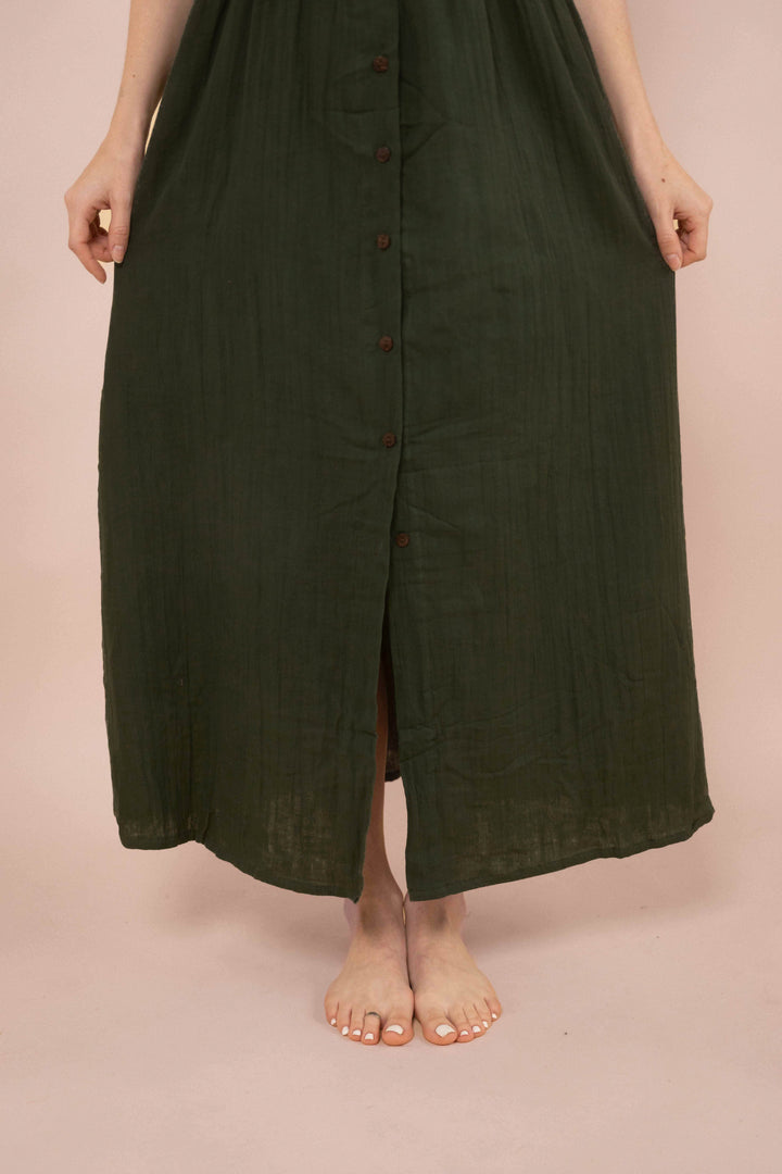 Kleid YOKO mit Knöpfen ~ Dunkelgrün
