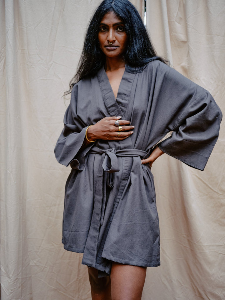 Kimono aus Baumwolle, Blau