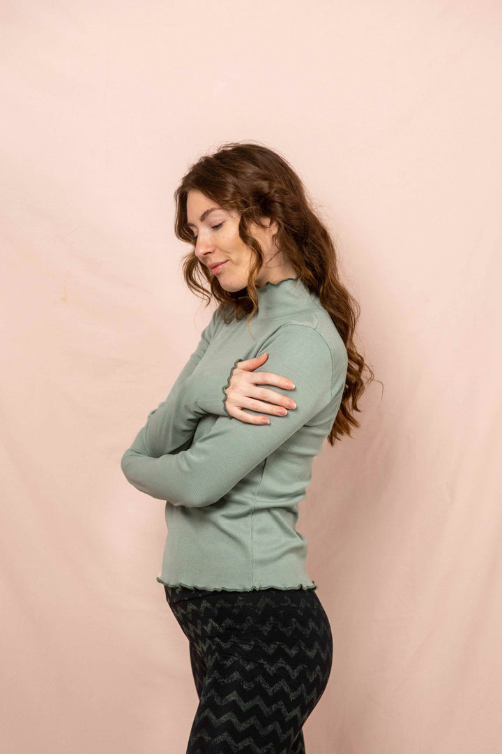 Wintertop, Mini, türkis, Grün, Stehkragen, Rollkragen, Wintersport, Feinrip Langsleeve, Langärmliges Shirt