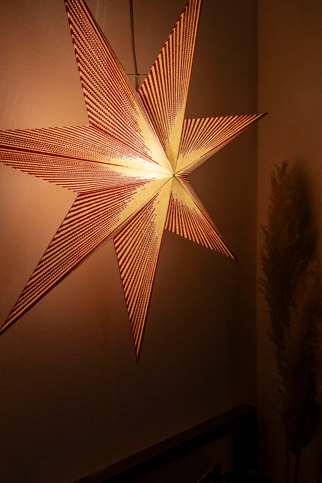 XL Glitzer Stern in WEISS-ROT