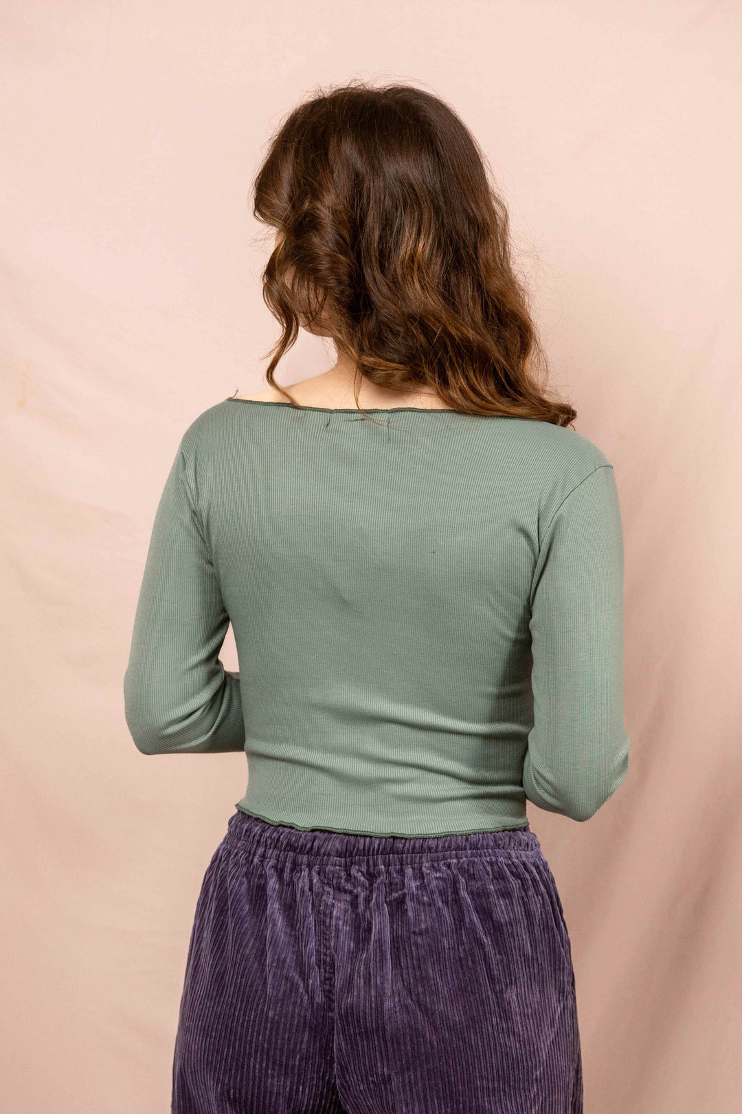 Feinripp Shirt, Longsleeve Top, Langärmlig es Oberteil in Mint Grün