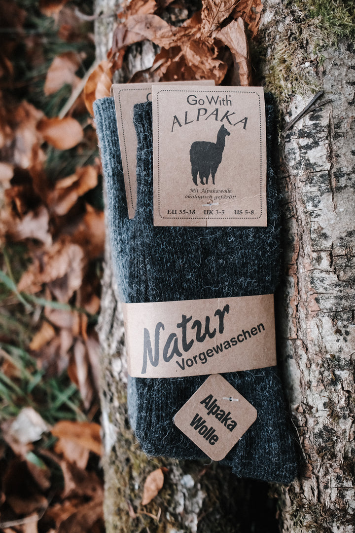 Superwarme Alpaka Socken grau + Anthrazit ~ 2 Paar