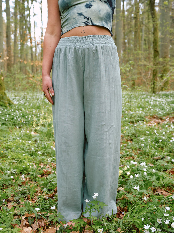 Musselin Maxi-Hose OCEAN in türkisblau. Beduinenhose Türkis. Weite Hose aus 100% Baumwolle. Leinenhose.