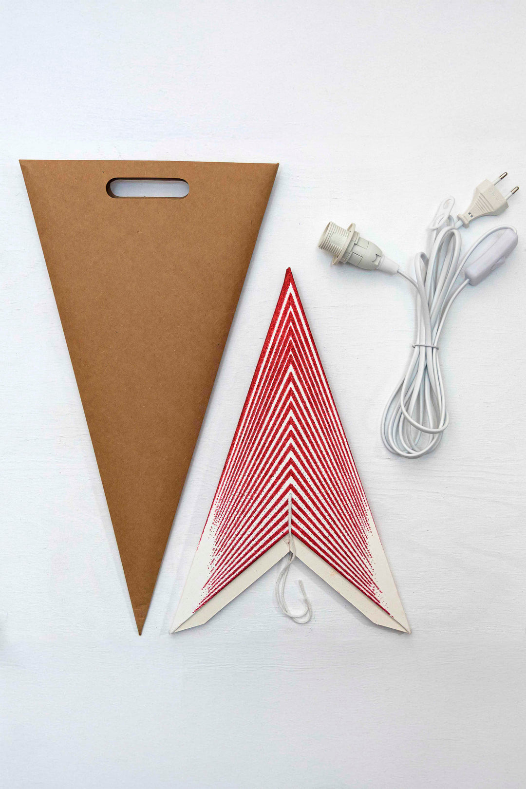 XL Glitzer Stern in WEISS-ROT