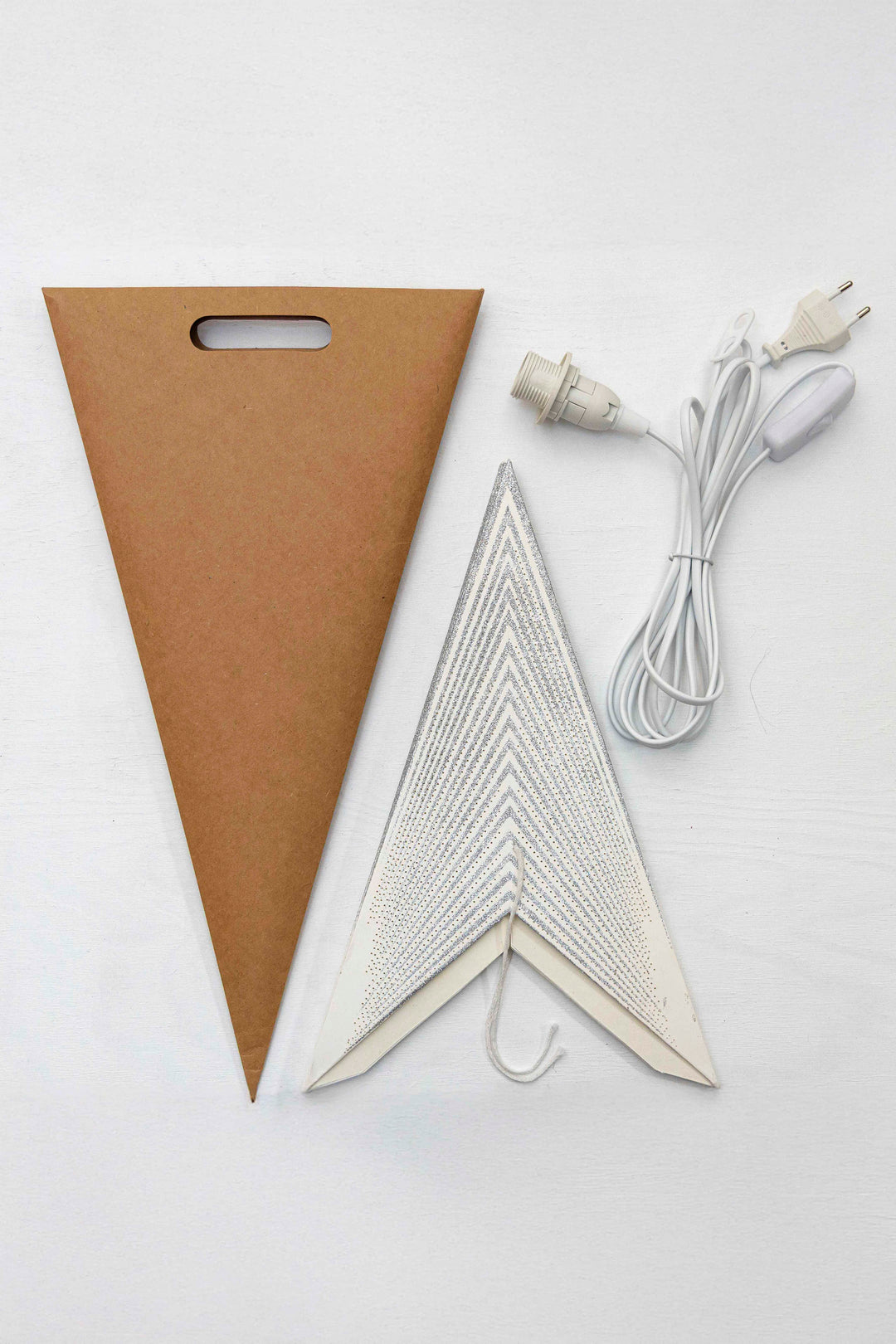 XL Glitzer Stern in WEISS-SILBER