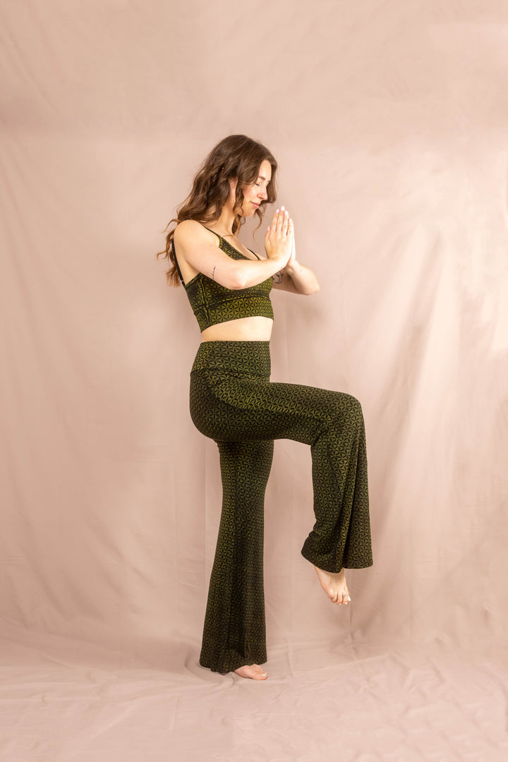 Flared Leggins ~ Blume des Lebens ~ Grün