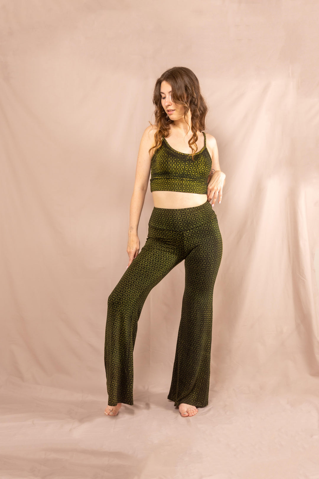 Flared Leggins ~ Blume des Lebens ~ Grün