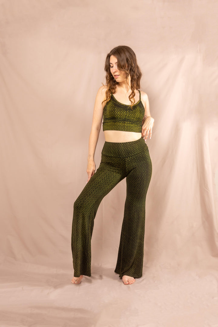 Flared Leggins ~ Blume des Lebens ~ Grün