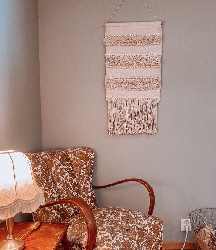 Boho Wandbehang | Wandteppich | Weiß Makramee