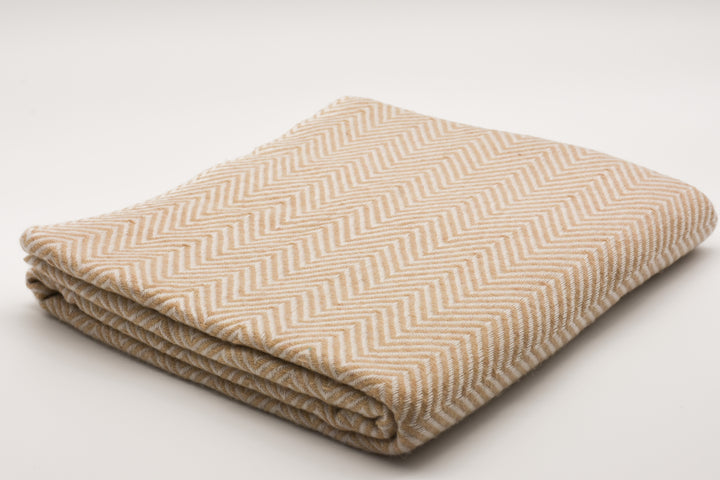 Luxus Decke Bali aus 100% Kaschmir | 140x290 cm | Kaschmirdecke | Beige Cremeweiß