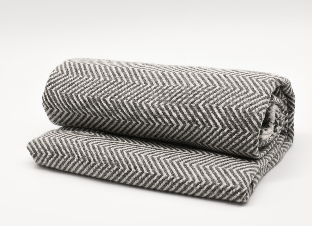 Kaschmirdecke | Luxus Decke Fiji aus 100% Kaschmir | 140x290 cm | Grau Groß Weich Kuschelig leicht