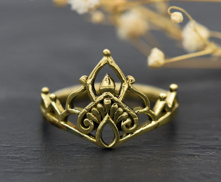 Ring crown tiara | Princess Ring | Brass | Boho jewelry