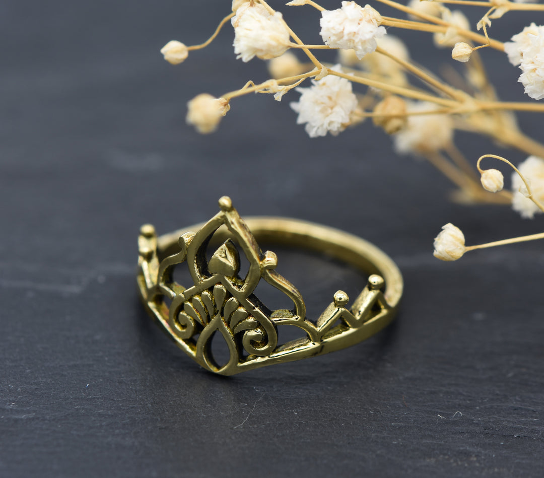 Ring Krone Tiara | Prinzessinnen Ring | Messing | Boho Schmuck