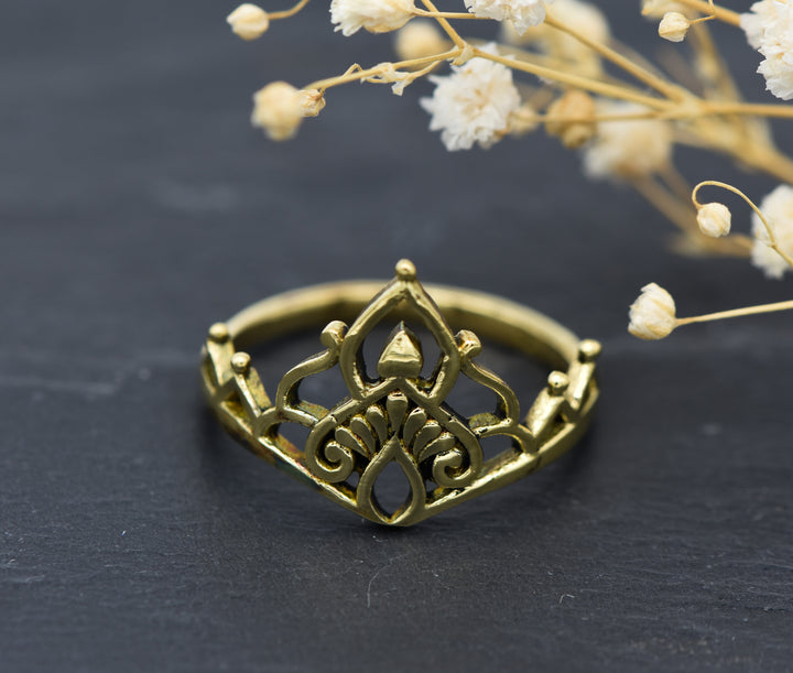 Ring crown tiara | Princess Ring | Brass | Boho jewelry