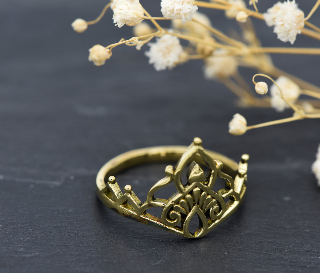 Ring Krone Tiara | Prinzessinnen Ring | Messing | Boho Schmuck