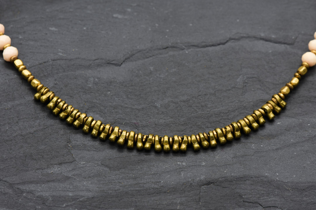 Halm chain Hellrosa & Gold | Pearl chain | Brass