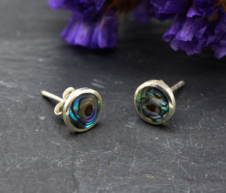 Ohrstecker mit blauer Abalone Muschel | 925er Sterling Silber