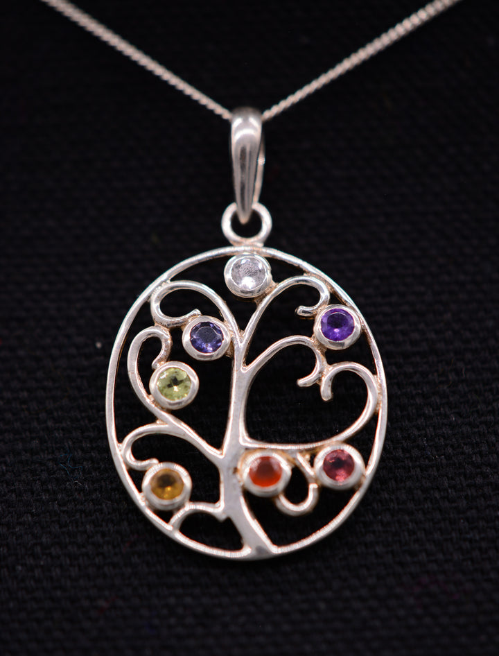 Tree Shaped Chakra Amulet | Trailer | chain | 925 sterling silver
