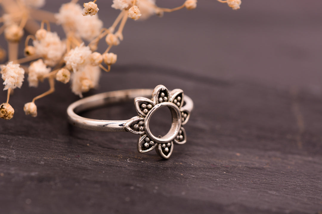 Sonnen Ring 925er Sterling Silber von der Seite