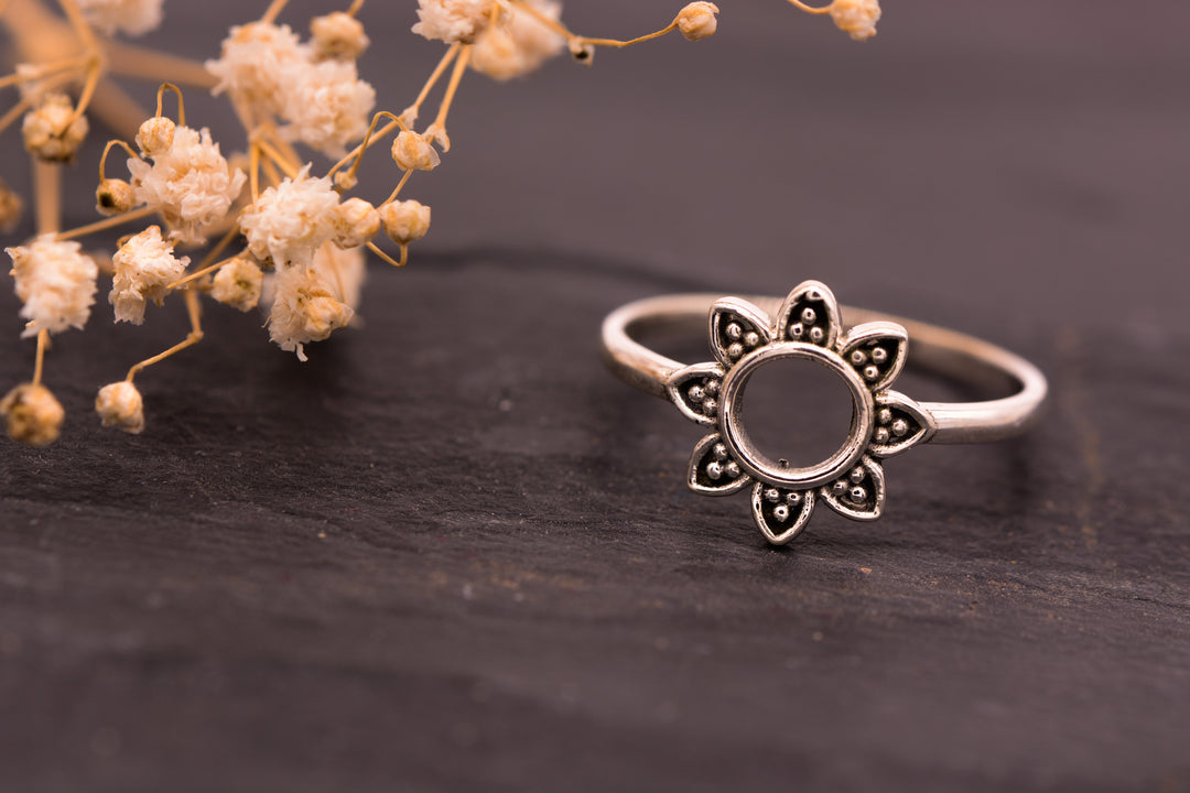 Sonnen Ring 925er Sterling Silber Detailaufnahme Sonne