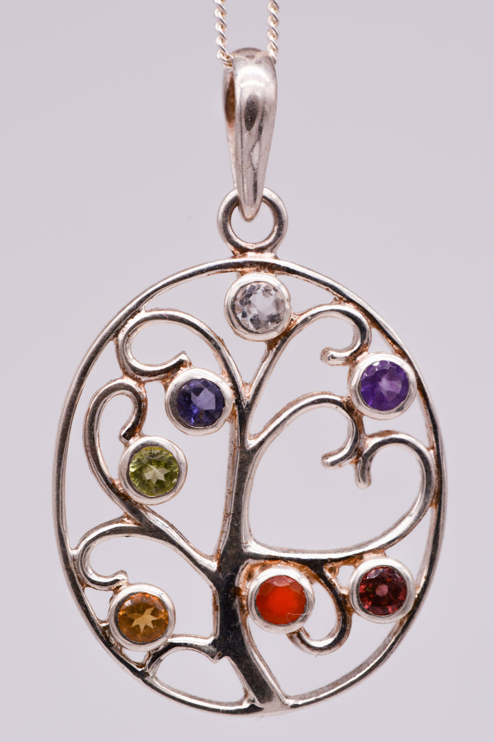 Tree Shaped Chakra Amulet | Trailer | chain | 925 sterling silver