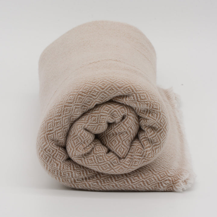 Kaschmirdecke | Luxus Decke DIAMANT ROSE aus 100% Kaschmir | 140x250 cm | Rosébeige Groß kuschelig weich leicht