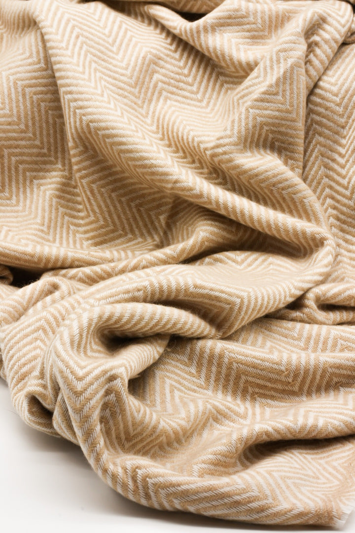 Luxus Decke Bali aus 100% Kaschmir | 140x290 cm | Kaschmirdecke | Beige Cremeweiß