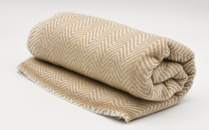 Luxus Decke Bali aus 100% Kaschmir | 140x290 cm | Kaschmirdecke | Beige Cremeweiß