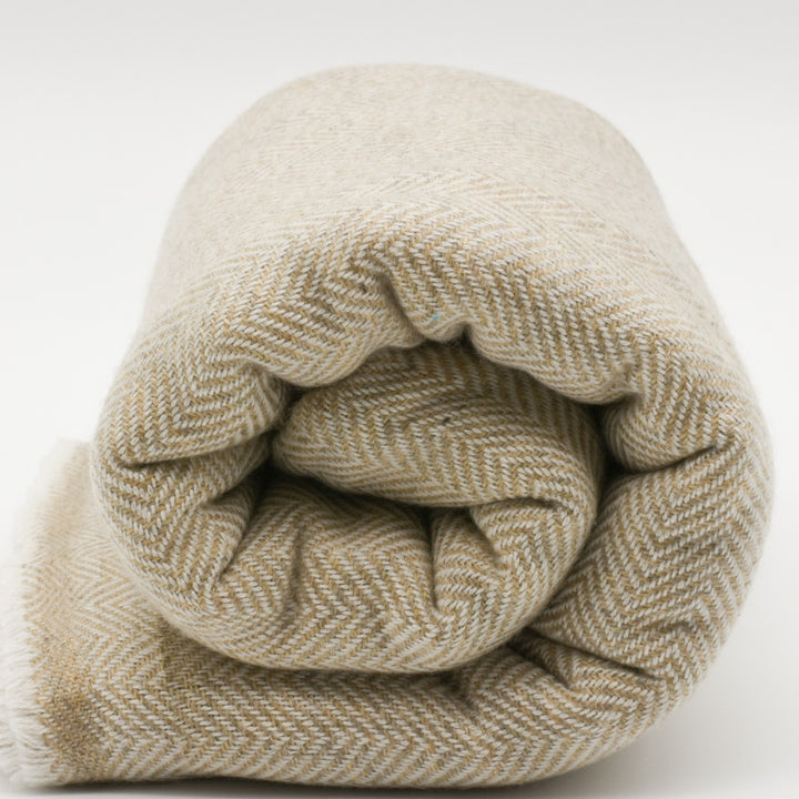 Kaschmirdecke | Luxus Decke Samui aus 100% Kaschmir | 140 x 290 cm | Beige Groß flauschig Weich Leicht
