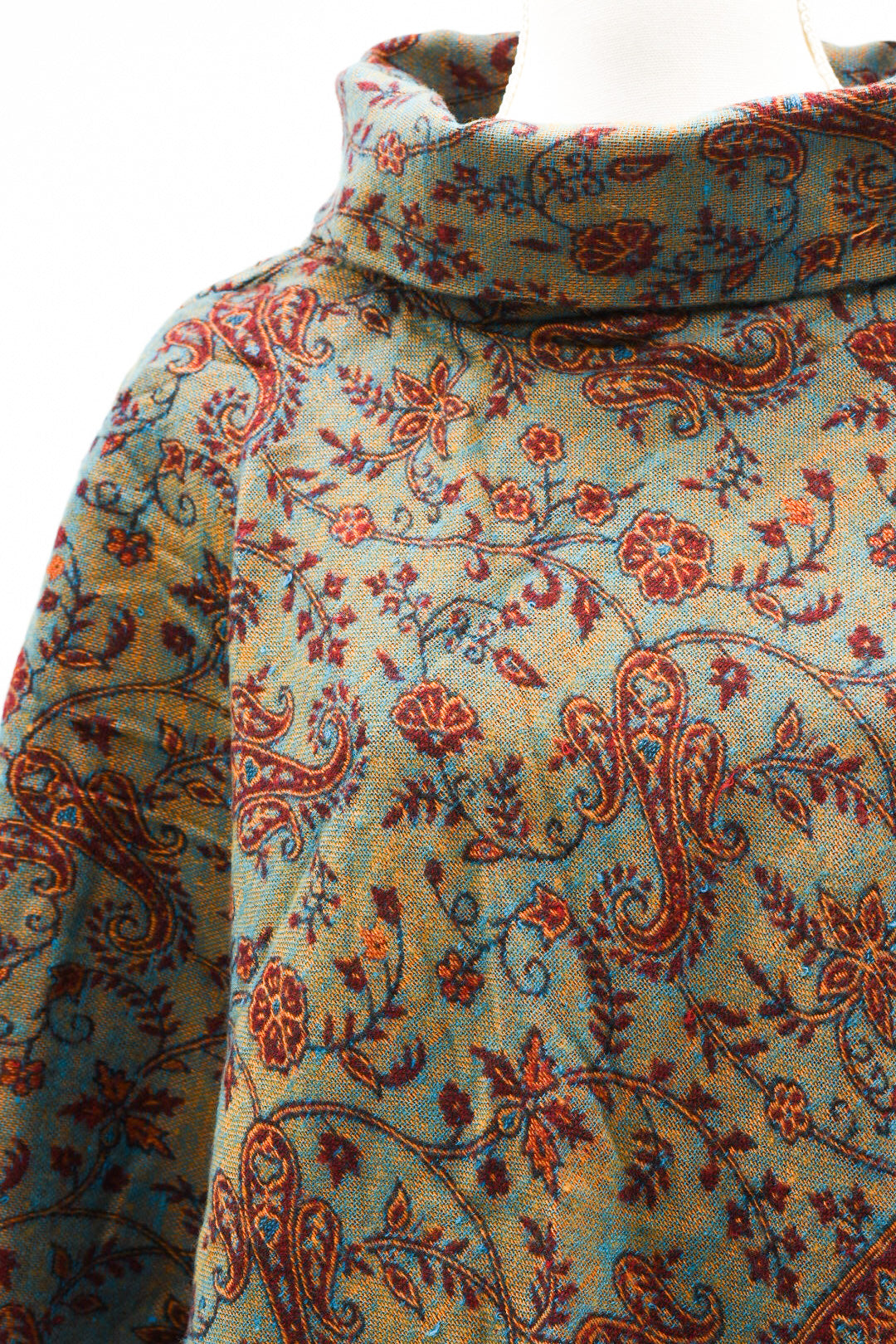 Cozy poncho FLORA | for women | turquoise/orange/red | warm throw
