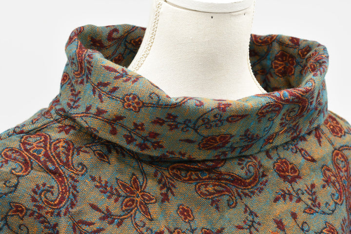Cozy poncho FLORA | for women | turquoise/orange/red | warm throw