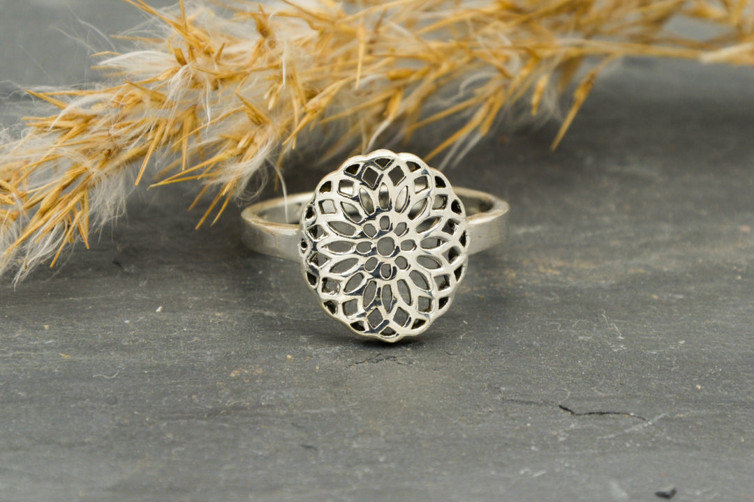 Mandala Ring 925er Sterling Silber