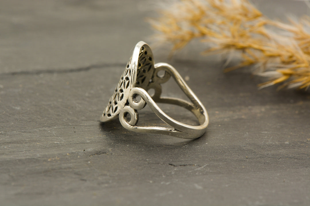 Blume des Lebens Ring 925er Sterling Silber von hinten