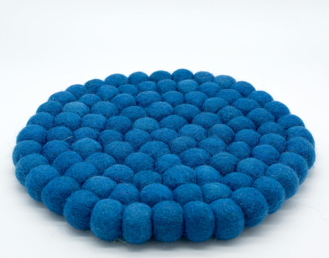 Untersetzer aus Filzkugeln Blau Rund
